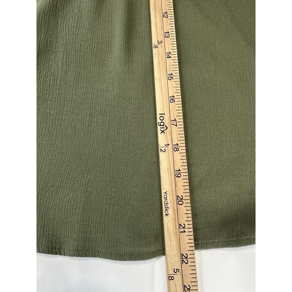 Torrid Women Tunic size 1 Ruched Green 3/4 Sleeve Tie Neck Pullover Lightweight - Picture 13 of 13
